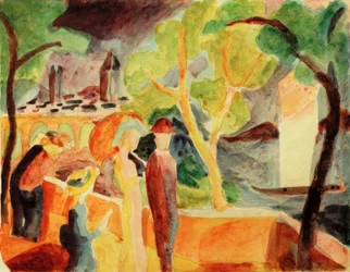 Passeggiatori al lago