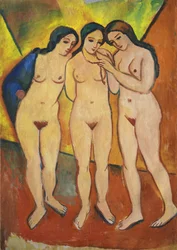 Tre nudi, arancione e rosso