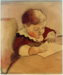 Walter che dipinge al tavolo
