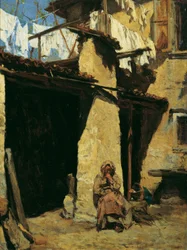 Casa contadina napoletana con contadina