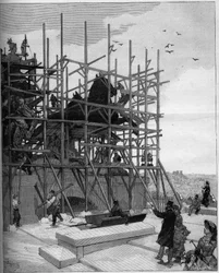Arc de triomphe de Paris: stato attuale dei lavori di costruzione della scultura di Alexandre Falguiere (1831-1900) o "Trionfo della Repubblica"