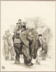 Elefante con cavalieri nel Jardin des Plantes, Parigi