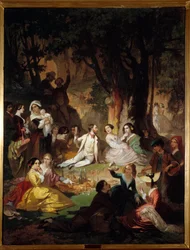 Scena di picnic nella società borghese