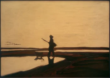 Il cacciatore e il suo cane nella Camargue