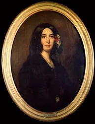 Ritratto di George Sand (Aurore Dupin, Baronne Dudevant) (1804-1876) nel 1832. Dipinto di Auguste Charpentier (1813-1880) Parigi Museo Carnavalet