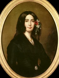 Ritratto della scrittrice George Sand (1804-1876) Aurore Dupin, Baronne Dudevant. Dipinto di Auguste Charpentier (1813-1880) 1838. Parigi, Musée de la Vie Romantique