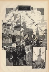 Inaugurazione della Statua di Papa Urbano II a CHATILLON-SUR-MARNE il 21 luglio 1887. Disegno dal vero di Auguste Francois Marie Gorguet (1862-1927), in Paris illustrious del 1887.