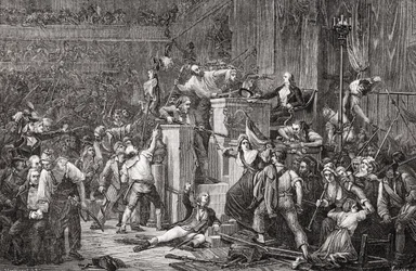 La testa di Feraud al Tribunale, 20 maggio 1795, anno III, incisione di Jonnard da "Histoire de la Revolution Francaise" di Louis Blanc (1811-82) (incisione)