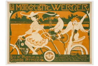 La Motocicletta Werner. Parigi, 10 Avenue de la Grande Armée. 1° premio nella Parigi-Vienna 1500 km, Parigi-Berlino 1200 km.