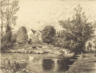 Vecchio ponte pedonale, rive del piccolo Morin, 1915