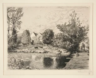 Vecchio ponte pedonale, rive del piccolo Morin