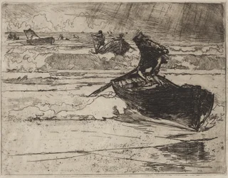 Pescatori in fuga davanti alla tempesta