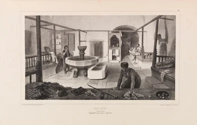 Bagno tartaro, sala di riposo. Da Voyage dans la Russie di Anatole de Demidoff, 1837