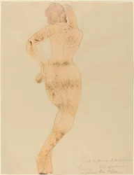 Vista posteriore di figura femminile in azione