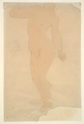 Nudo in piedi (testa parzialmente tagliata dal bordo del foglio)
