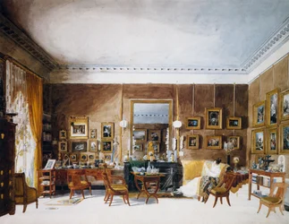Salotto della Duchessa di Berry alle Tuileries, acquerello di Garnerey Auguste (1785-1824), Francia