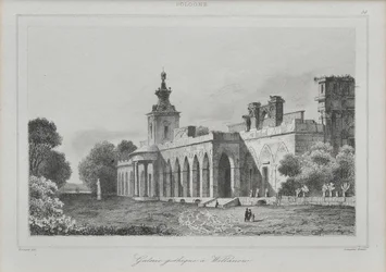 Vista della Galleria Gotica nel Palazzo Wilanów, 1840
