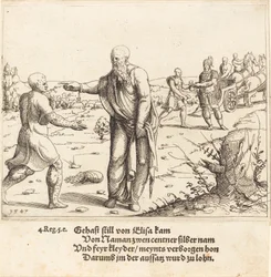 Eliseo punisce Ghehazi con la lebbra di Naaman