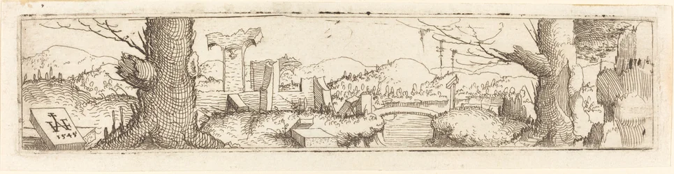 Paesaggio con un ruscello e rovine, 1545