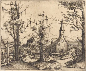 Paesaggio con una Chiesa di Villaggio