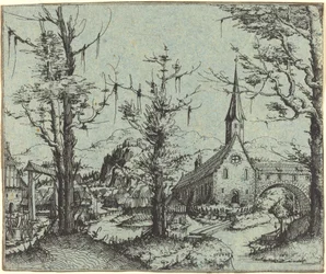 Paesaggio con una chiesa di villaggio, 1545