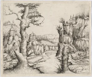 Paesaggio Fluviale con Alte Scogliere