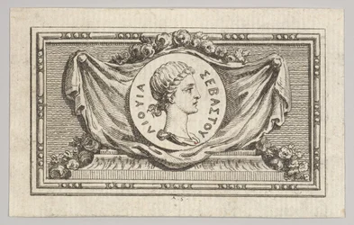 Medaglia con ritratto di Livio nel 5° libro, da Tiberio o i primi sei..., pubblicato nel 1768
