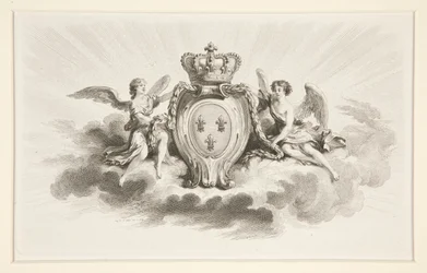 Stemma Reale con Fleurs de Lis Fiancheggiato da Angeli, riproduzione del XIX secolo