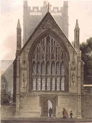 Esterno del Merton College, di fronte alla finestra nord della cappella anteriore, illustrazione da 