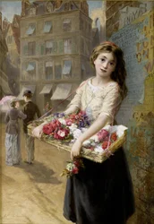 Un venditore di fiori di strada