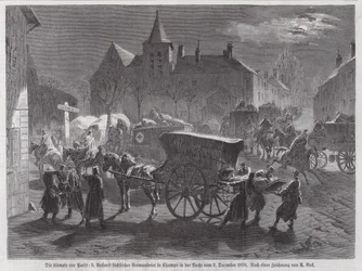 Arrivo dei soldati sassoni feriti nelle battaglie fuori Parigi, Guerra Franco-Prussiana, 2 dicembre 1870