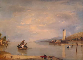 Calma piatta, barche al largo del Castello di Cowes, c1841