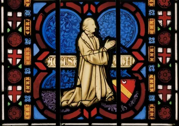 Pugin in preghiera, finestra est della cappella, c.1844