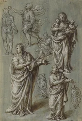 Foglio di studi di varie figure