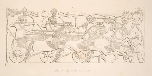 Guerrieri assiri in battaglia, da Monumenti di Ninive, pub. 1849