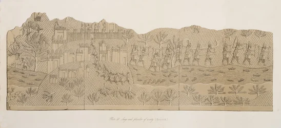 Assedio e saccheggio di una città (Kouyunjik), dai Monumenti di Ninive, pub. 1849