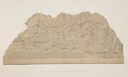 La conquista di una tribù che abita una palude (Kouyunjik), dai Monumenti di Ninive, pub. 1849