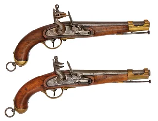 Un paio di pistole a pietra focaia da servizio austriache da 16,9 mm