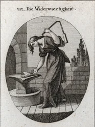 Allegoria della tribolazione. Tiene un cuore su un