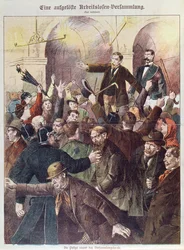 La polizia disperde una riunione di protesta di lavoratori disoccupati, 1897