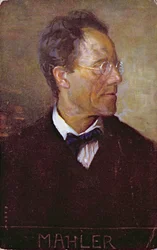 Cartolina con ritratto di Gustav Mahler (1860-1911) 1910 circa (litografia a colori)
