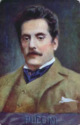 Ritratto in cartolina di Giacomo Puccini, c.1910-15