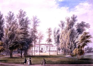 Veduta di una casa di campagna in un parco, c.1815