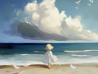 Ragazza che guarda il mare