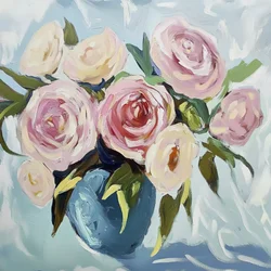 Rose rosa in un vaso blu