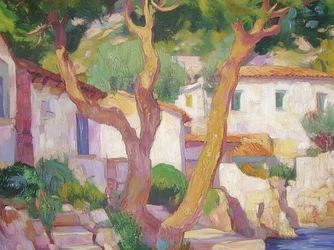 Soleante villaggio costiero