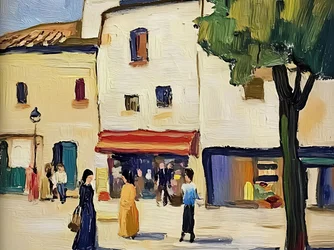 Una vivace scena di strada europea