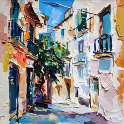 Una vivace scena di strada europea