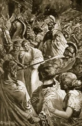 Il Sacco di Olinto, 348 a.C., illustrazione da 
