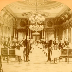 La grande sala da pranzo, Windsor Hotel, considerata la migliore al mondo, Montreal, Canada